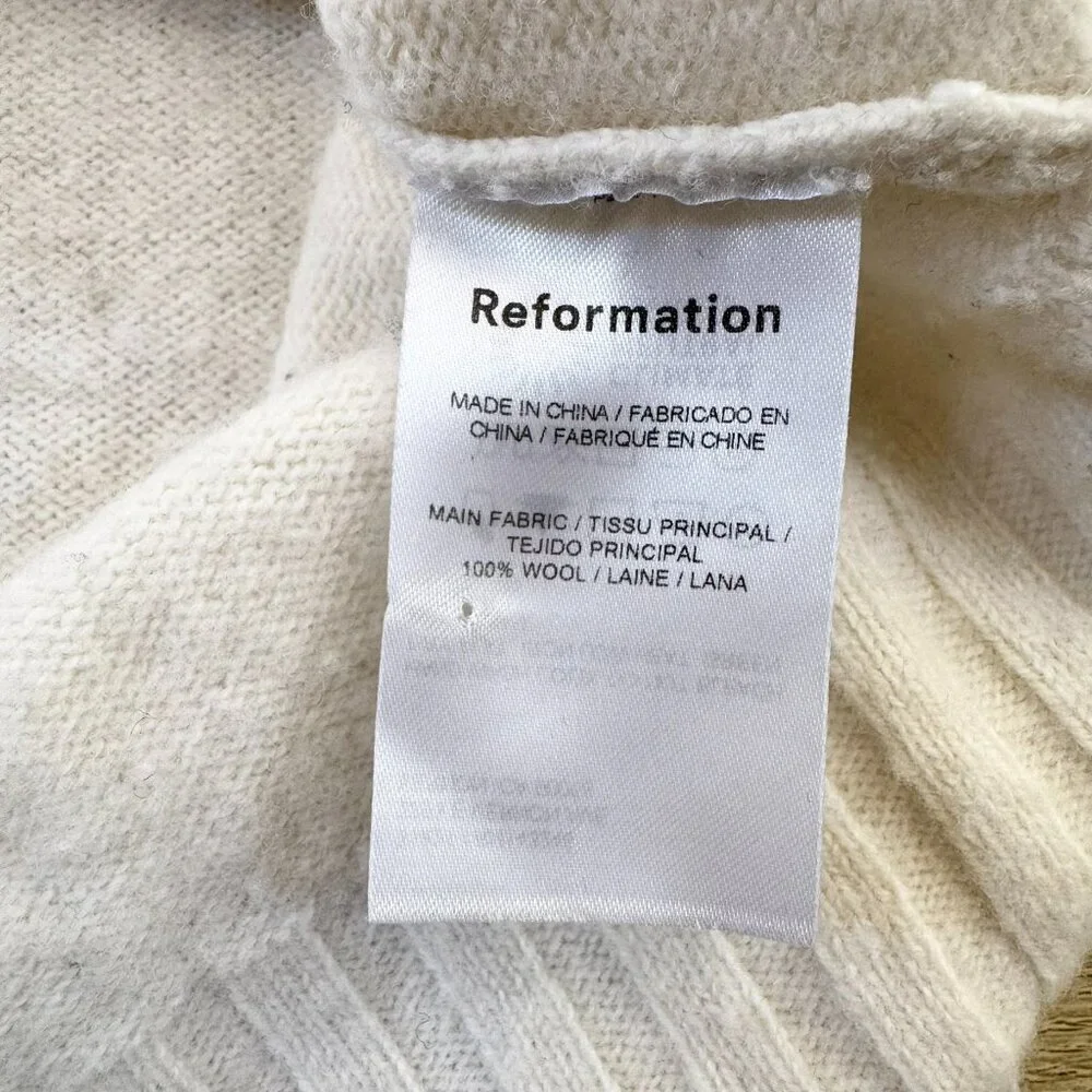Reformation Otto Wool Polo Sweater Arctic Cream Small